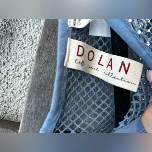 DOLAN LEFT COAST Long Sleeve Mesh Mockable Midi Slip Dress In Blue New with Tags - Picture 6 of 12